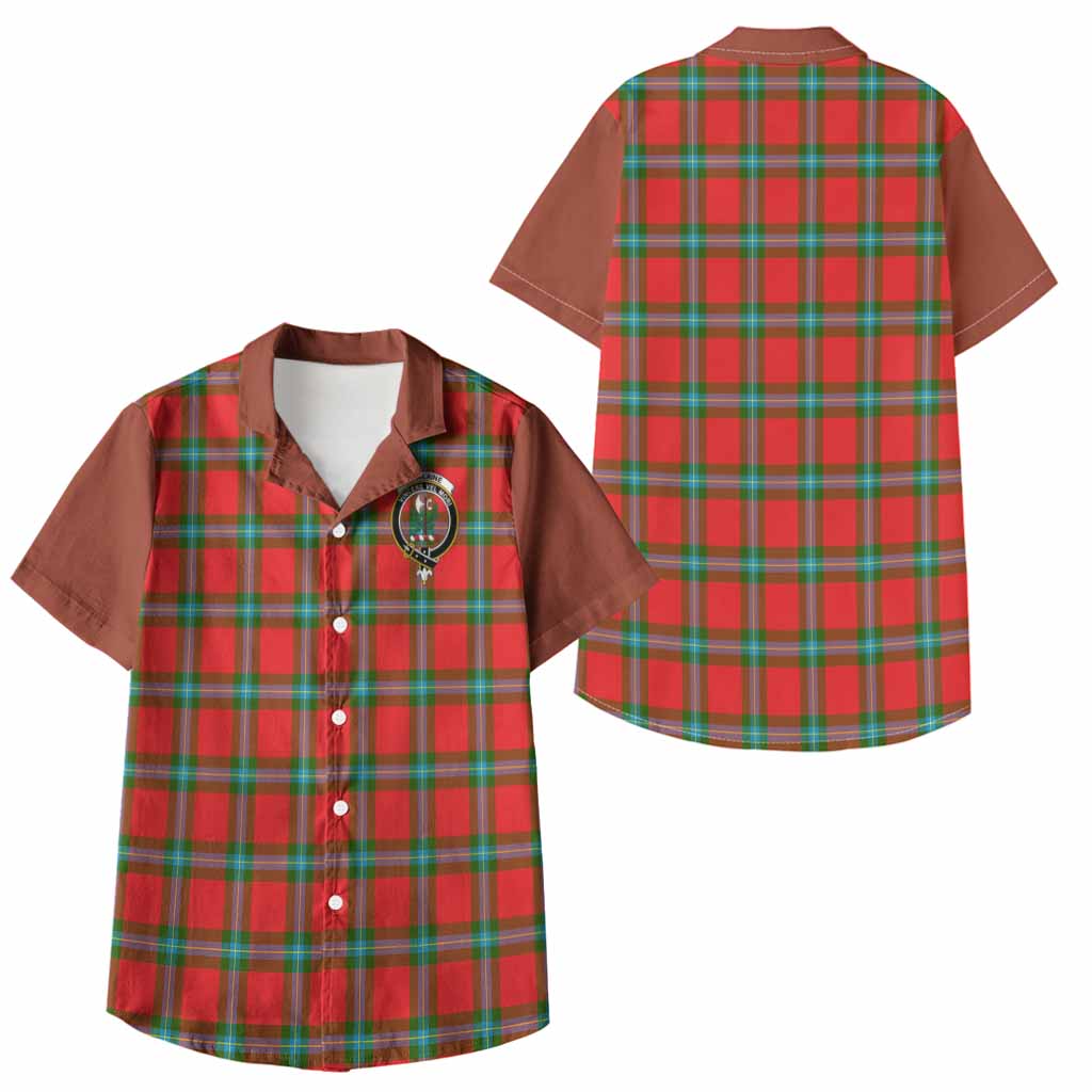 MacLaine (McLaine) Tartan Accent Kid Hawaiian Shirt with Family Crest