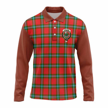 MacLaine (McLaine) Tartan Accent Long Sleeve Polo Shirt with Family Crest