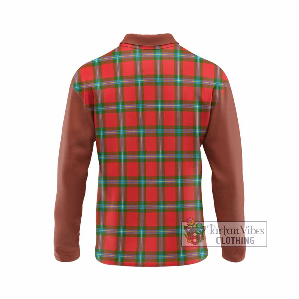 MacLaine (McLaine) Tartan Accent Long Sleeve Polo Shirt with Family Crest