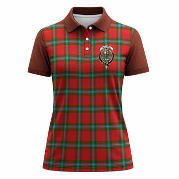 MacLaine (McLaine) Tartan Accent Women Polo Shirt with Family Crest