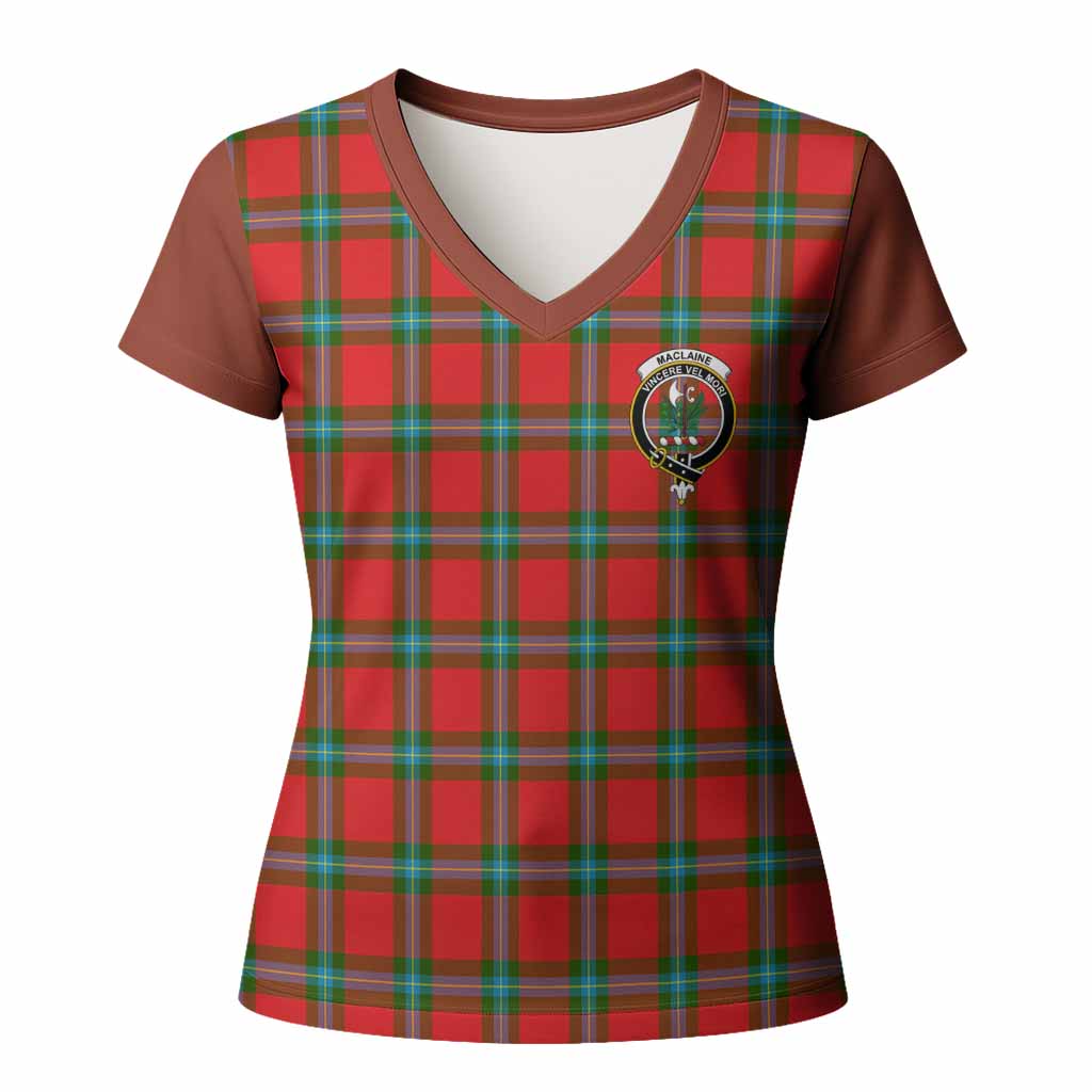 MacLaine (McLaine) Tartan Accent Women T shirt with Family Crest