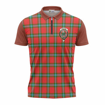 MacLaine (McLaine) Tartan Accent Zipper Polo Shirt with Family Crest