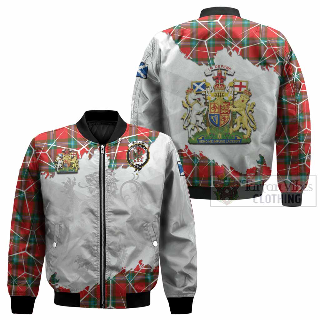 MacLaine (McLaine) Tartan Bomber Jacket with Family Crest and Lion Rampant Grunge Style