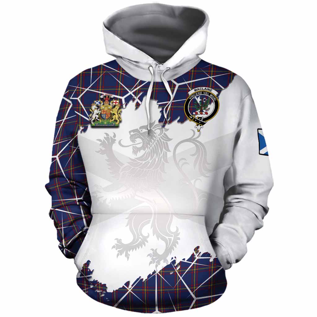 MacLaine (McLaine) Tartan Cotton Hoodie with Family Crest and Lion Rampant Grunge Style