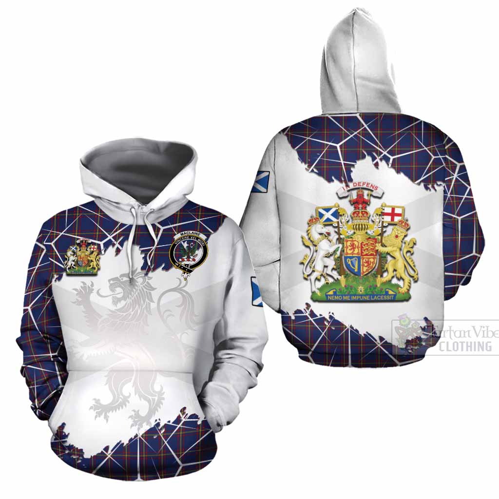 MacLaine (McLaine) Tartan Cotton Hoodie with Family Crest and Lion Rampant Grunge Style