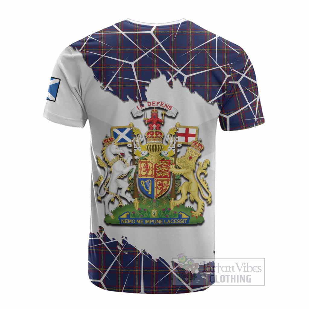 MacLaine (McLaine) Tartan Cotton T-shirt with Family Crest and Lion Rampant Grunge Style