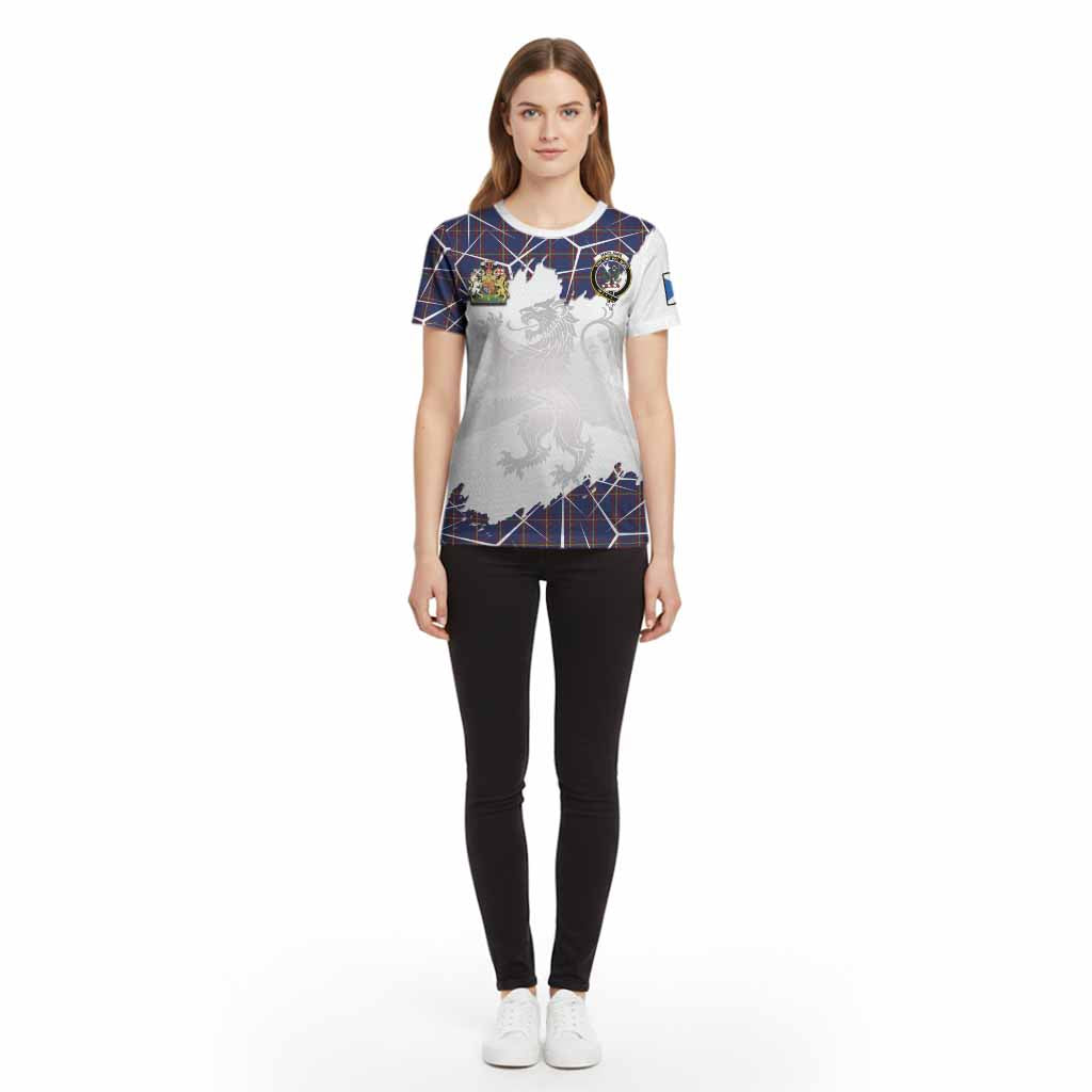MacLaine (McLaine) Tartan Cotton T-shirt with Family Crest and Lion Rampant Grunge Style