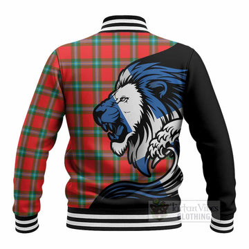 MacLaine (McLaine) Tartan Crest Baseball Jacket Scottish Golden Lions Wave Flow