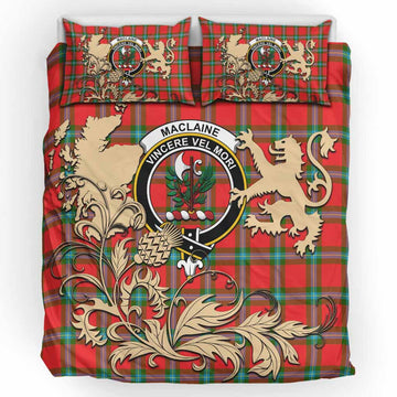 MacLaine (McLaine) Tartan Crest Bedding Set with Scottish Iconic Symbols 