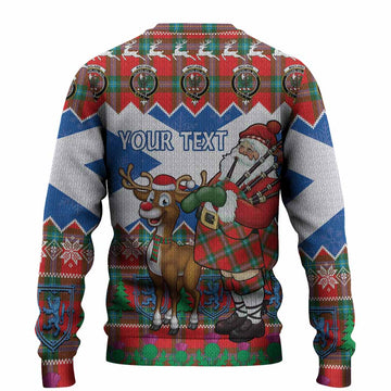 MacLaine (McLaine) Tartan Crest Christmas Christmas Ugly Sweater Scotland Santa With Bagpipes Cute Reindeer