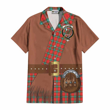 MacLaine (McLaine) Tartan Crest Cotton Hawaiian Shirt Kilt Costume Style