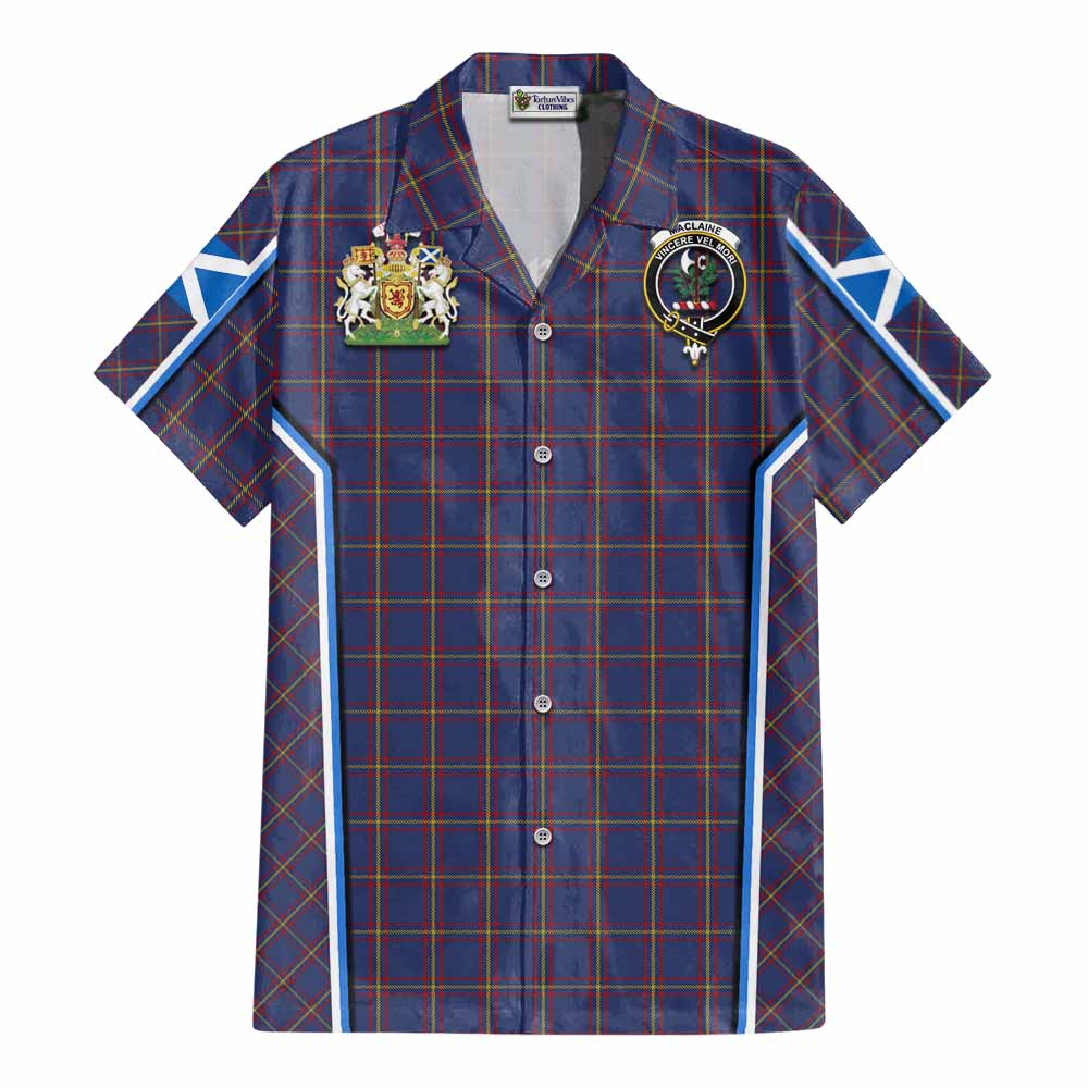 MacLaine (McLaine) Tartan Crest Cotton Hawaiian Shirt Scotland Coat of Arm Flag Style - Tartan Vibes Clothing