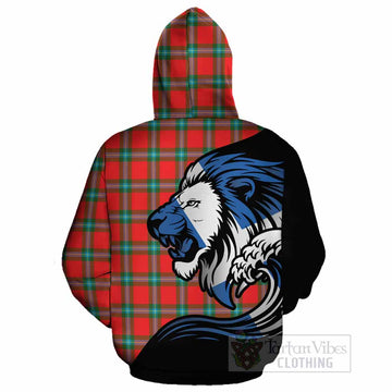 MacLaine (McLaine) Tartan Crest Cotton Hoodie Scottish Golden Lions Wave Flow