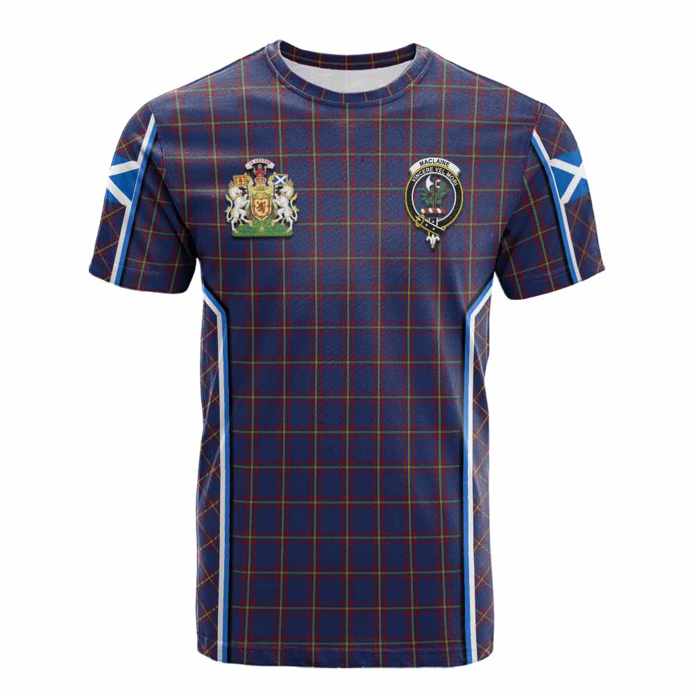 MacLaine (McLaine) Tartan Crest Cotton T-shirt Scotland Coat of Arm Flag Style - Tartan Vibes Clothing
