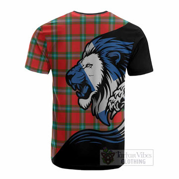 MacLaine (McLaine) Tartan Crest Cotton T-shirt Scottish Golden Lions Wave Flow