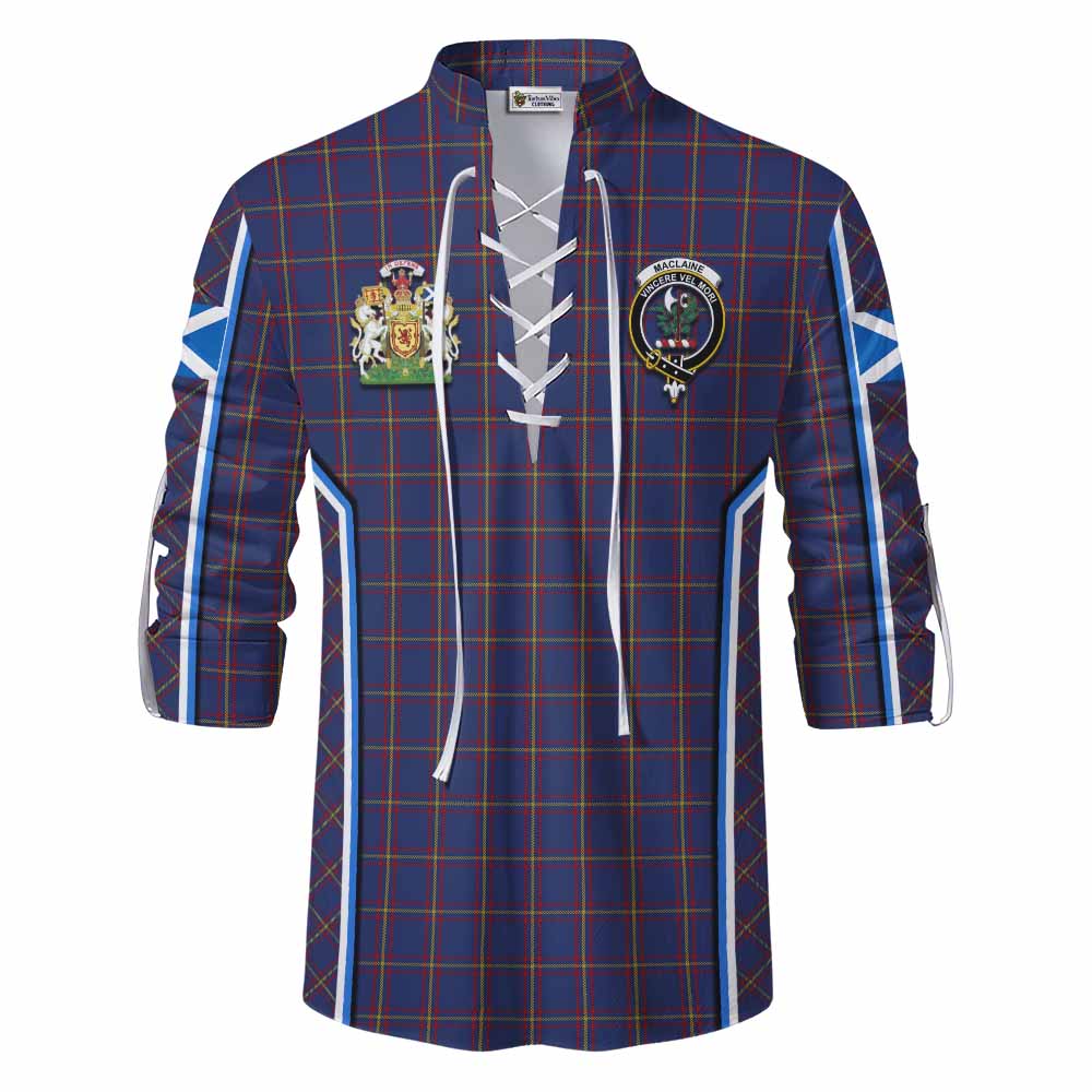 MacLaine (McLaine) Tartan Crest Ghillie Kilt Shirt Scotland Coat of Arm Flag Style - Tartan Vibes Clothing