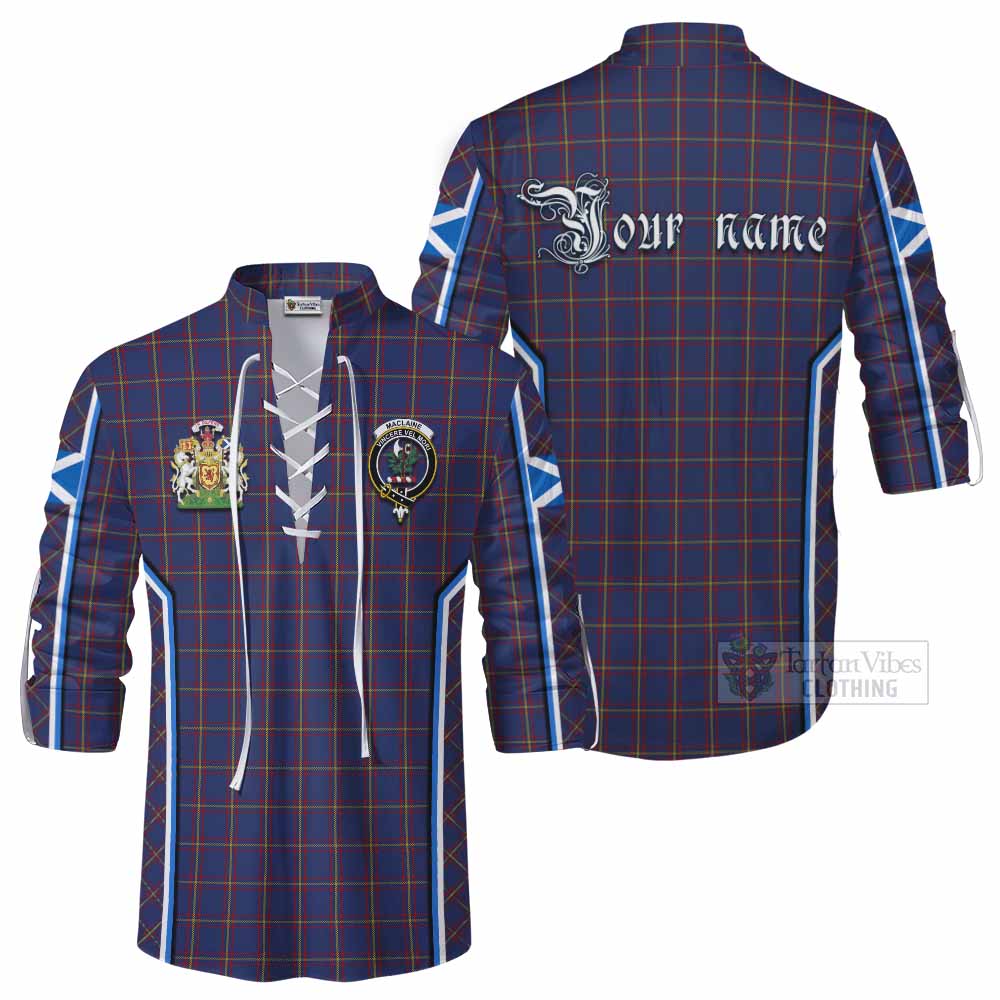 MacLaine (McLaine) Tartan Crest Ghillie Kilt Shirt Scotland Coat of Arm Flag Style - Tartan Vibes Clothing