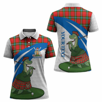 MacLaine (McLaine) Tartan Crest Golf Nessie Women Polo Shirt Loch Ness Monster Sporty Style