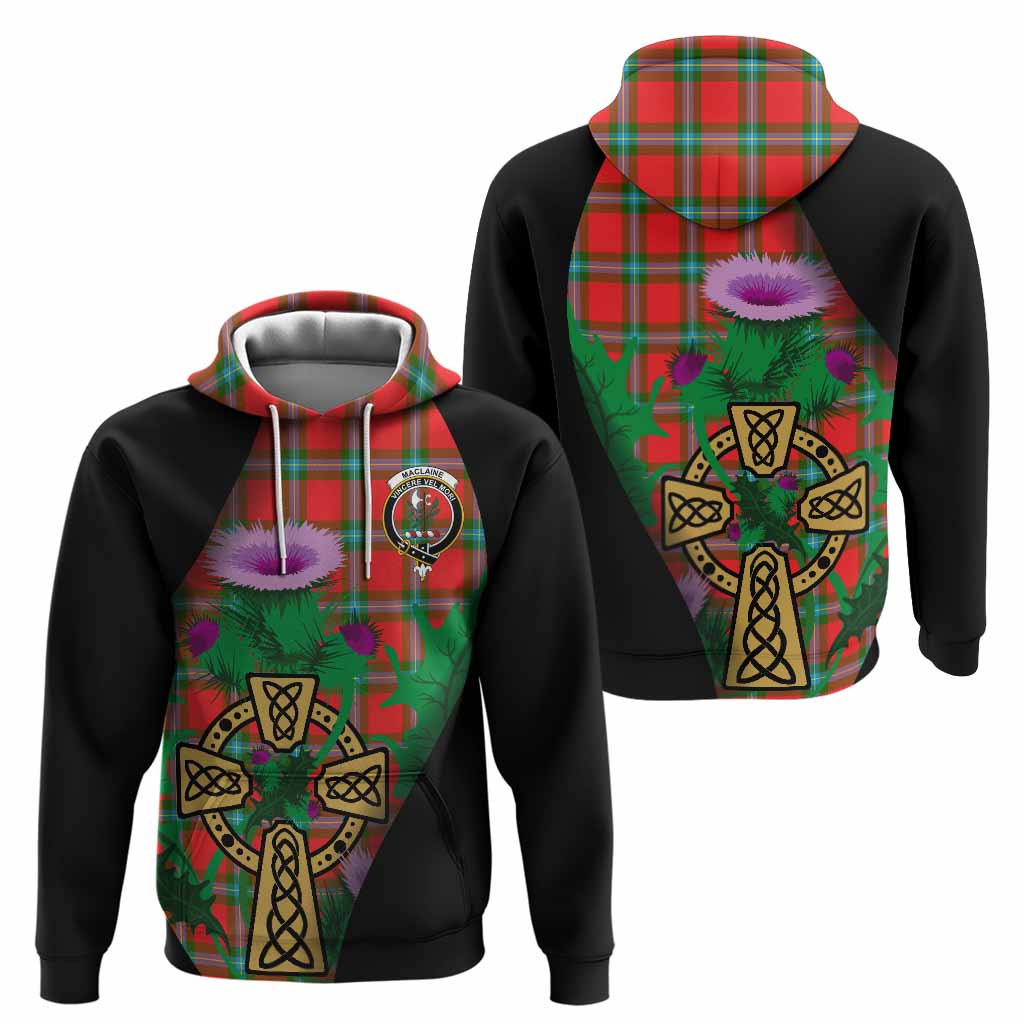 MacLaine (McLaine) Tartan Crest Hoodie Celtic Cross Thistle Flowers