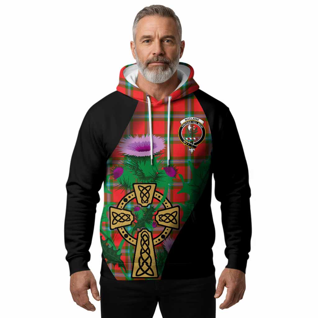 MacLaine (McLaine) Tartan Crest Hoodie Celtic Cross Thistle Flowers