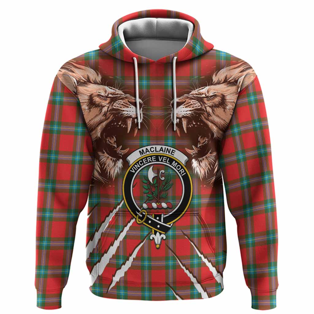 MacLaine (McLaine) Tartan Crest Hoodie Ferocious Lion Style