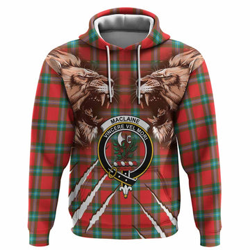 MacLaine (McLaine) Tartan Crest Hoodie Ferocious Lion Style