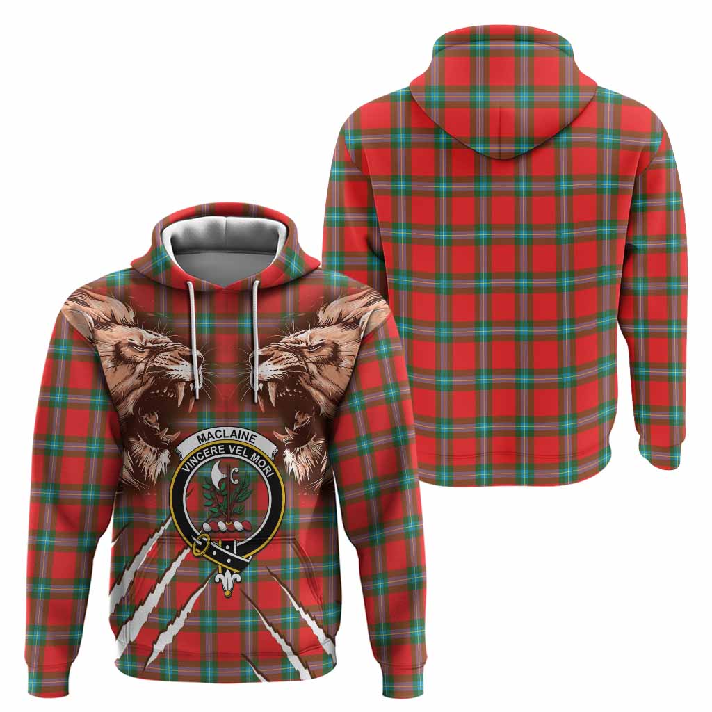 MacLaine (McLaine) Tartan Crest Hoodie Ferocious Lion Style