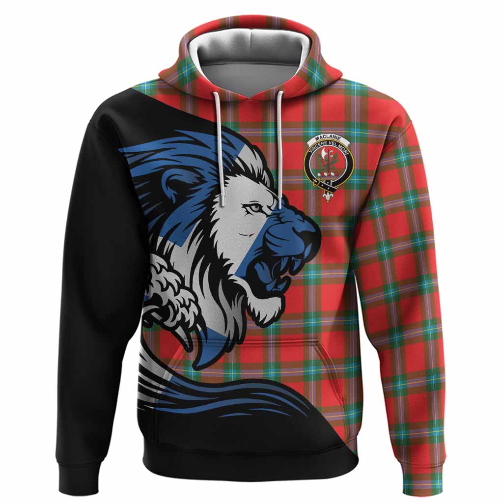 MacLaine (McLaine) Tartan Crest Hoodie Scottish Golden Lions Wave Flow