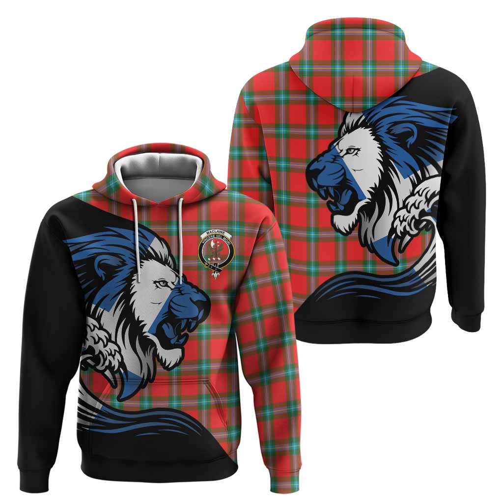 MacLaine (McLaine) Tartan Crest Hoodie Scottish Golden Lions Wave Flow
