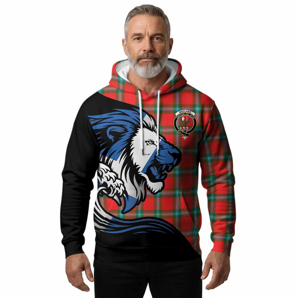MacLaine (McLaine) Tartan Crest Hoodie Scottish Golden Lions Wave Flow