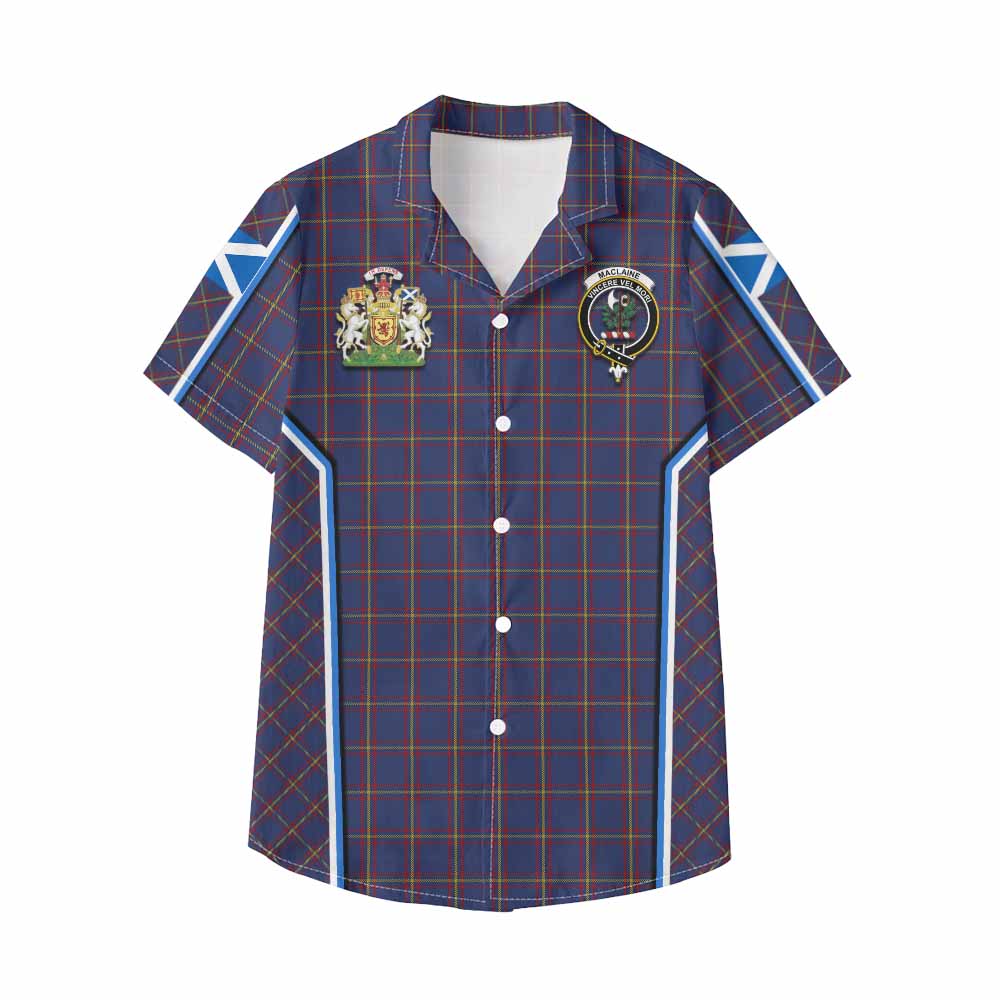 MacLaine (McLaine) Tartan Crest Kid Hawaiian Shirt Scotland Coat of Arm Flag Style - Tartan Vibes Clothing