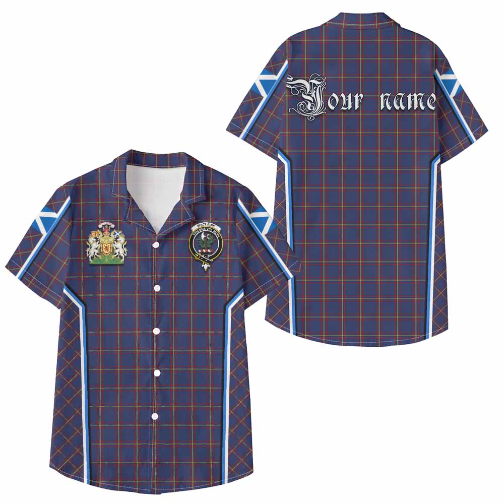MacLaine (McLaine) Tartan Crest Kid Hawaiian Shirt Scotland Coat of Arm Flag Style - Tartan Vibes Clothing