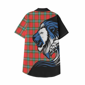 MacLaine (McLaine) Tartan Crest Kid Hawaiian Shirt Scottish Golden Lions Wave Flow
