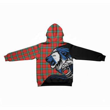 MacLaine (McLaine) Tartan Crest Kid Hoodie Scottish Golden Lions Wave Flow