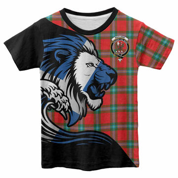 MacLaine (McLaine) Tartan Crest Kid T-shirt Scottish Golden Lions Wave Flow