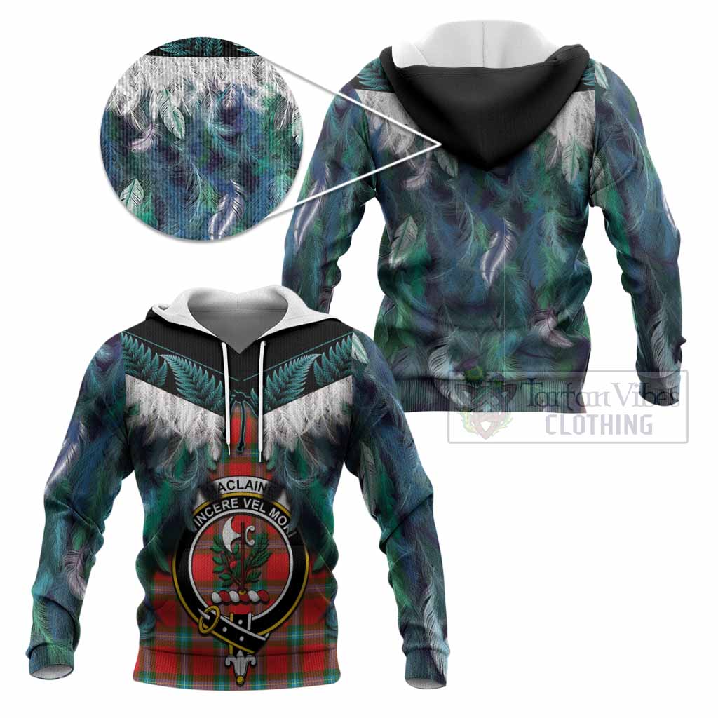 MacLaine (McLaine) Tartan Crest Knitted Hoodie New Zealand Maori Korowai Cloak