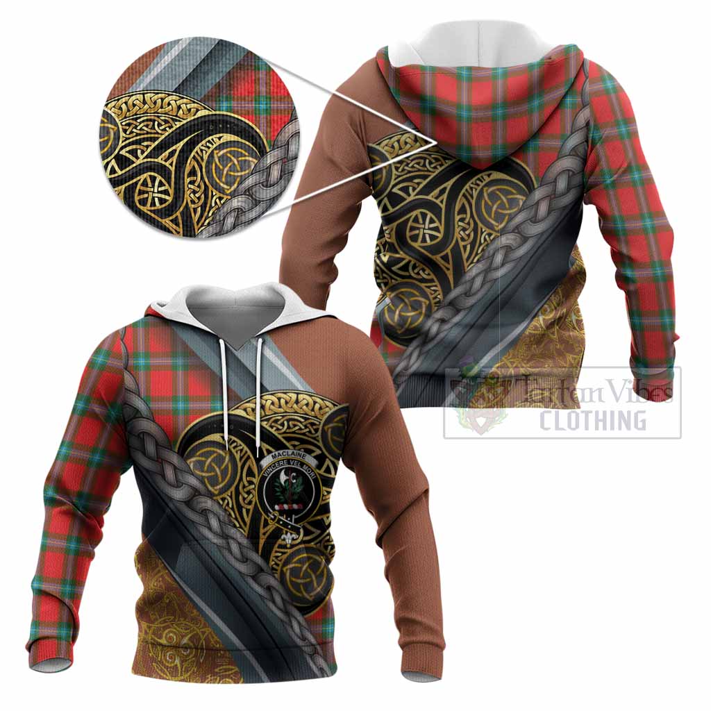MacLaine (McLaine) Tartan Crest Knitted Hoodie Scottish Triskele Celtic