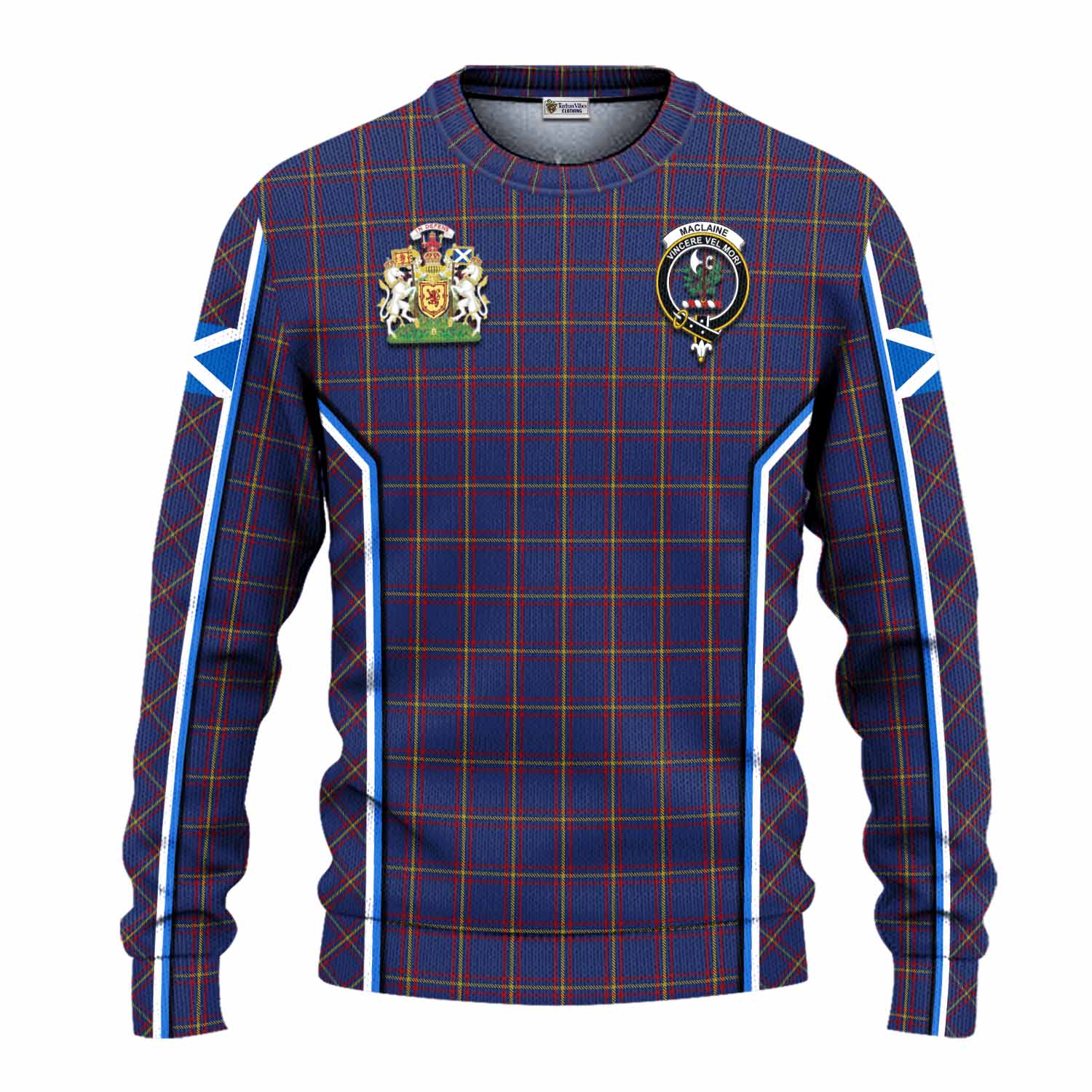 MacLaine (McLaine) Tartan Crest Knitted Sweater Scotland Coat of Arm Flag Style - Tartan Vibes Clothing