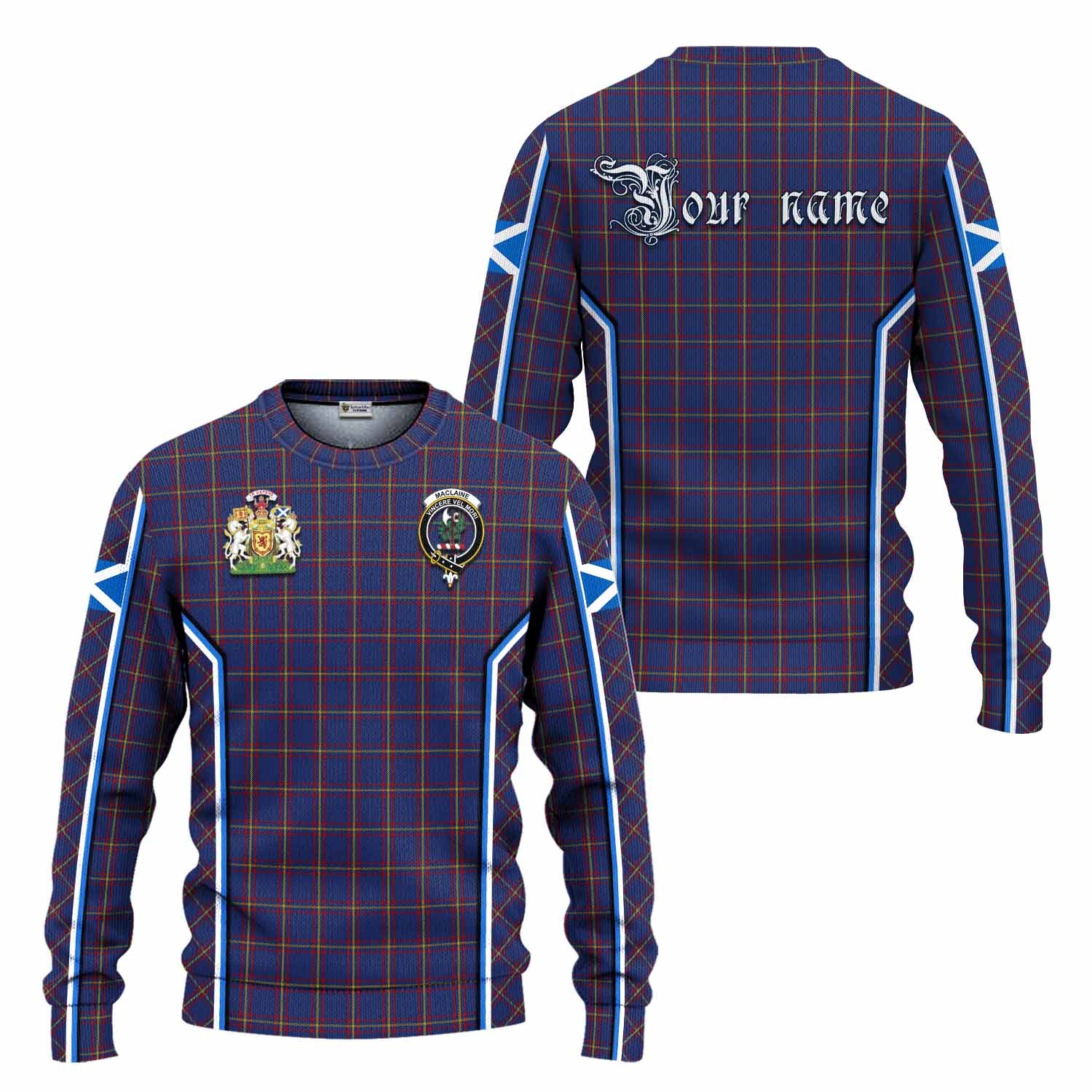 MacLaine (McLaine) Tartan Crest Knitted Sweater Scotland Coat of Arm Flag Style - Tartan Vibes Clothing