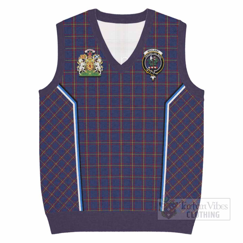 MacLaine (McLaine) Tartan Crest Knitted V-Neck Vest Scotland Coat of Arm Flag Style - Tartan Vibes Clothing