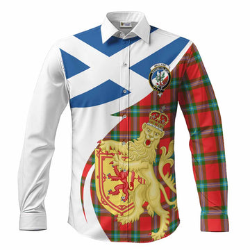 MacLaine (McLaine) Tartan Crest Lion Rampant Long Sleeve Button Shirts Classic Scottish Style