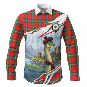 MacLaine (McLaine) Tartan Crest Loch Ness Monster Scottish Heritage Art Long Sleeve Button Shirts