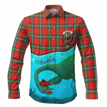 MacLaine (McLaine) Tartan Crest Long Sleeve Button Shirts Nessie Under Water