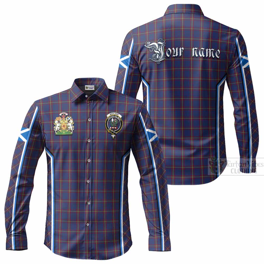 MacLaine (McLaine) Tartan Crest Long Sleeve Button Shirts Scotland Coat of Arm Flag Style - Tartan Vibes Clothing