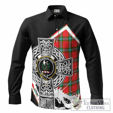 MacLaine (McLaine) Tartan Crest Long Sleeve Button Shirts Scottish Celtic Cross Heritage