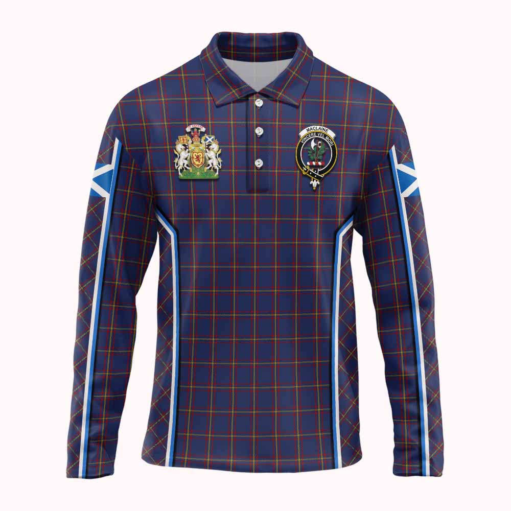 MacLaine (McLaine) Tartan Crest Long Sleeve Polo Shirt Scotland Coat of Arm Flag Style - Tartan Vibes Clothing