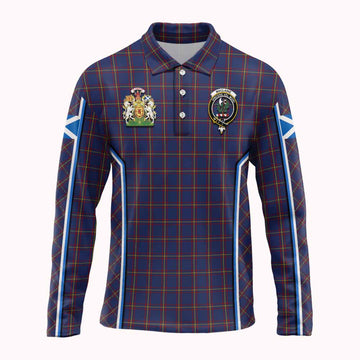 MacLaine (McLaine) Tartan Crest Long Sleeve Polo Shirt Scotland Coat of Arm Flag Style