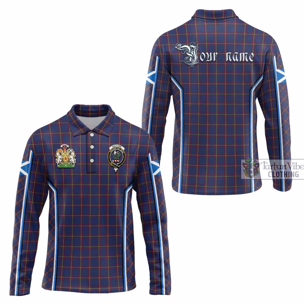 MacLaine (McLaine) Tartan Crest Long Sleeve Polo Shirt Scotland Coat of Arm Flag Style - Tartan Vibes Clothing