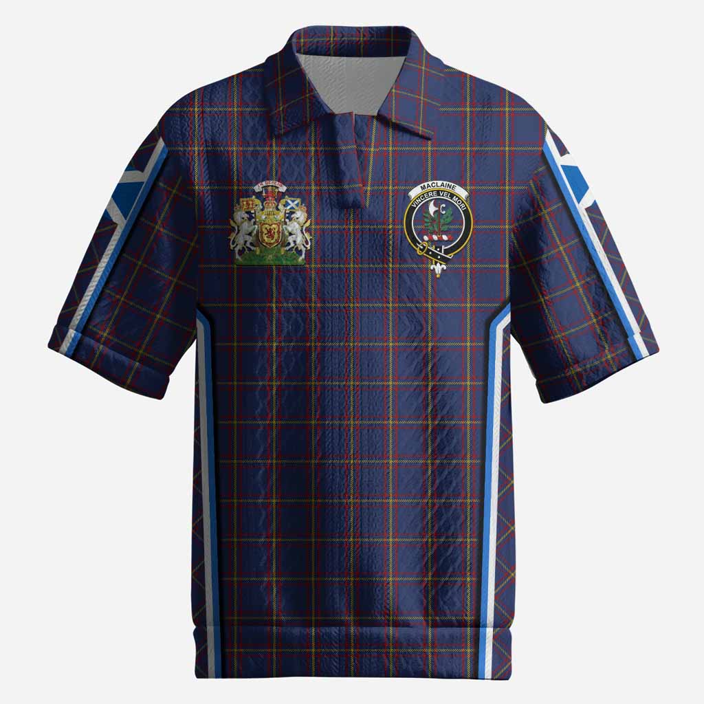 MacLaine (McLaine) Tartan Crest Men’s Polo Sweater Top Scotland Coat of Arm Flag Style