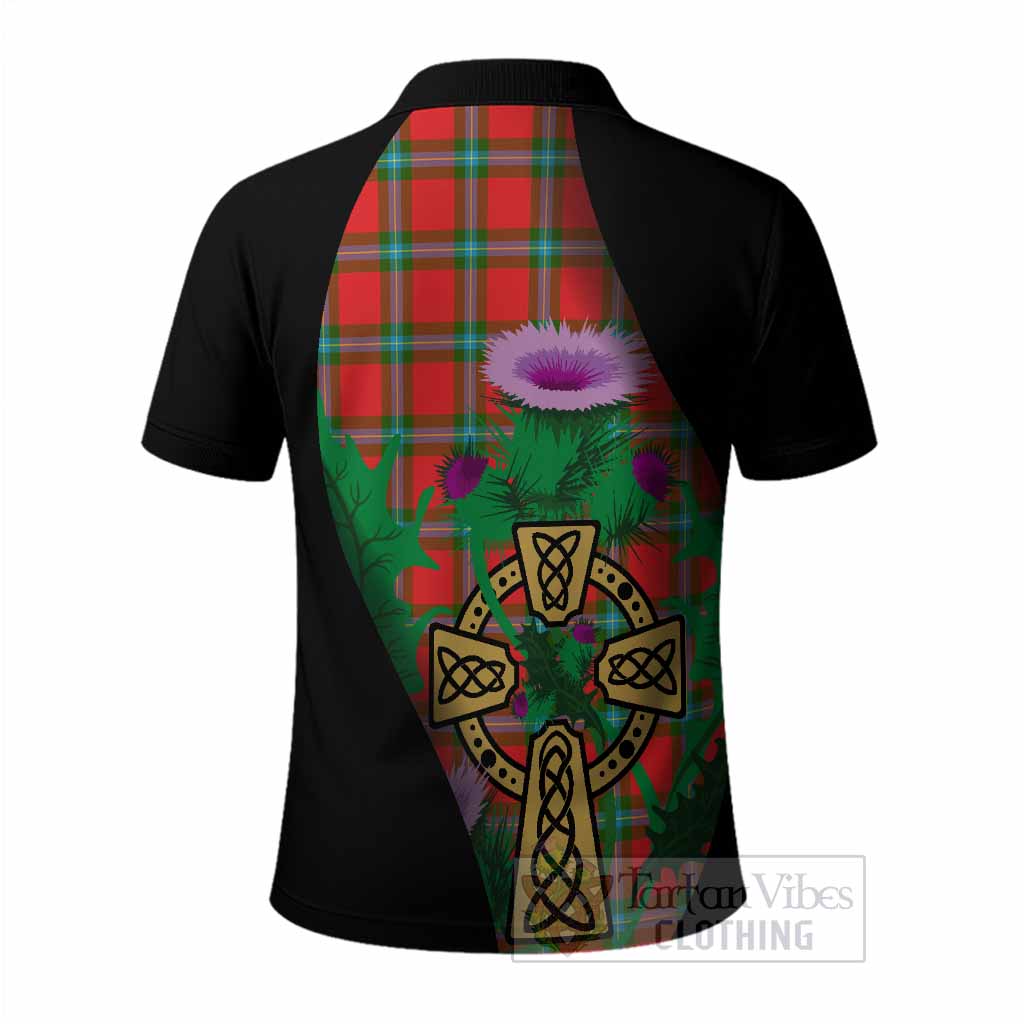 MacLaine (McLaine) Tartan Crest Polo Shirt Celtic Cross Thistle Flowers